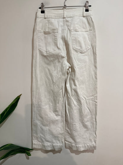 Brand Unknown White Wide-leg Denim Trousers Size 33cm waist