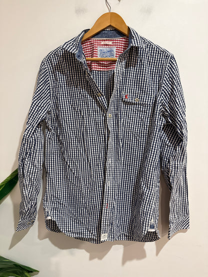 Joules Navy Gingham Check Shirt Size L
