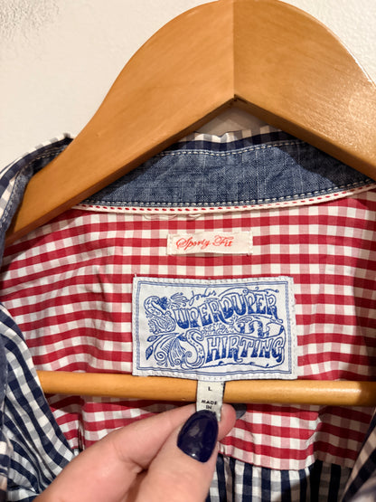 Joules Navy Gingham Check Shirt Size L