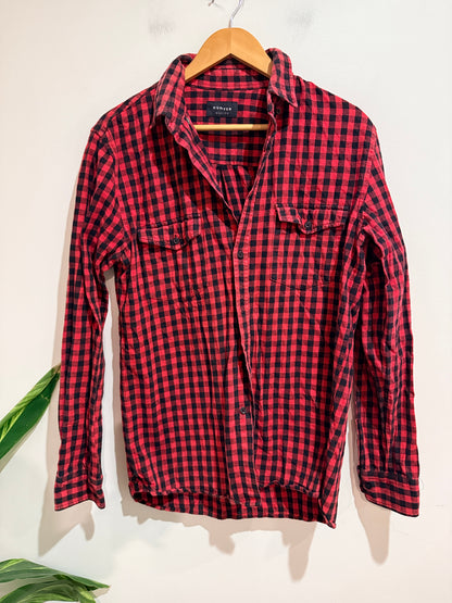 Huffer Huffer Red Brushed Plaid Lennon Shirt Size Medium