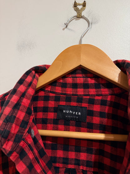 Huffer Huffer Red Brushed Plaid Lennon Shirt Size Medium