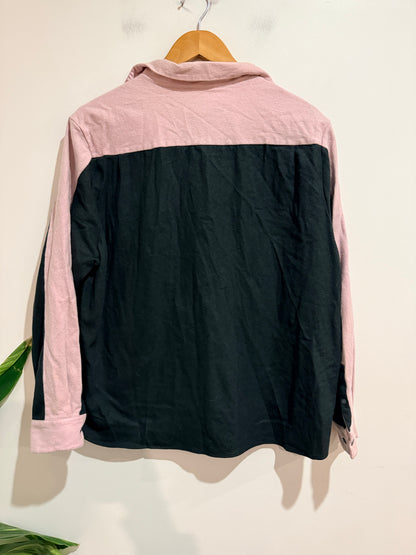 COS Black And Pink Colour-block Wool Shirt Size EUR 42 U/arm to U/arm 57.5