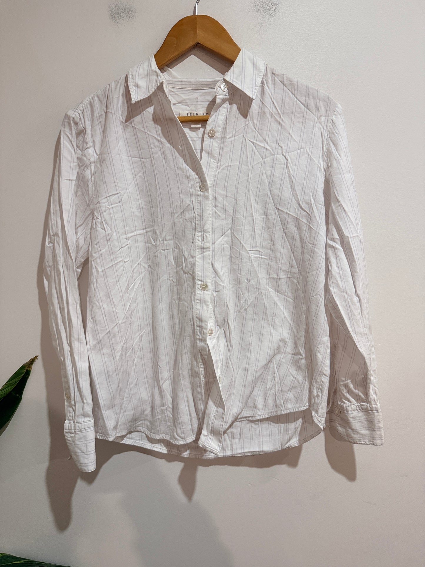 Trenery White Pinstripe Shirt Size 6
