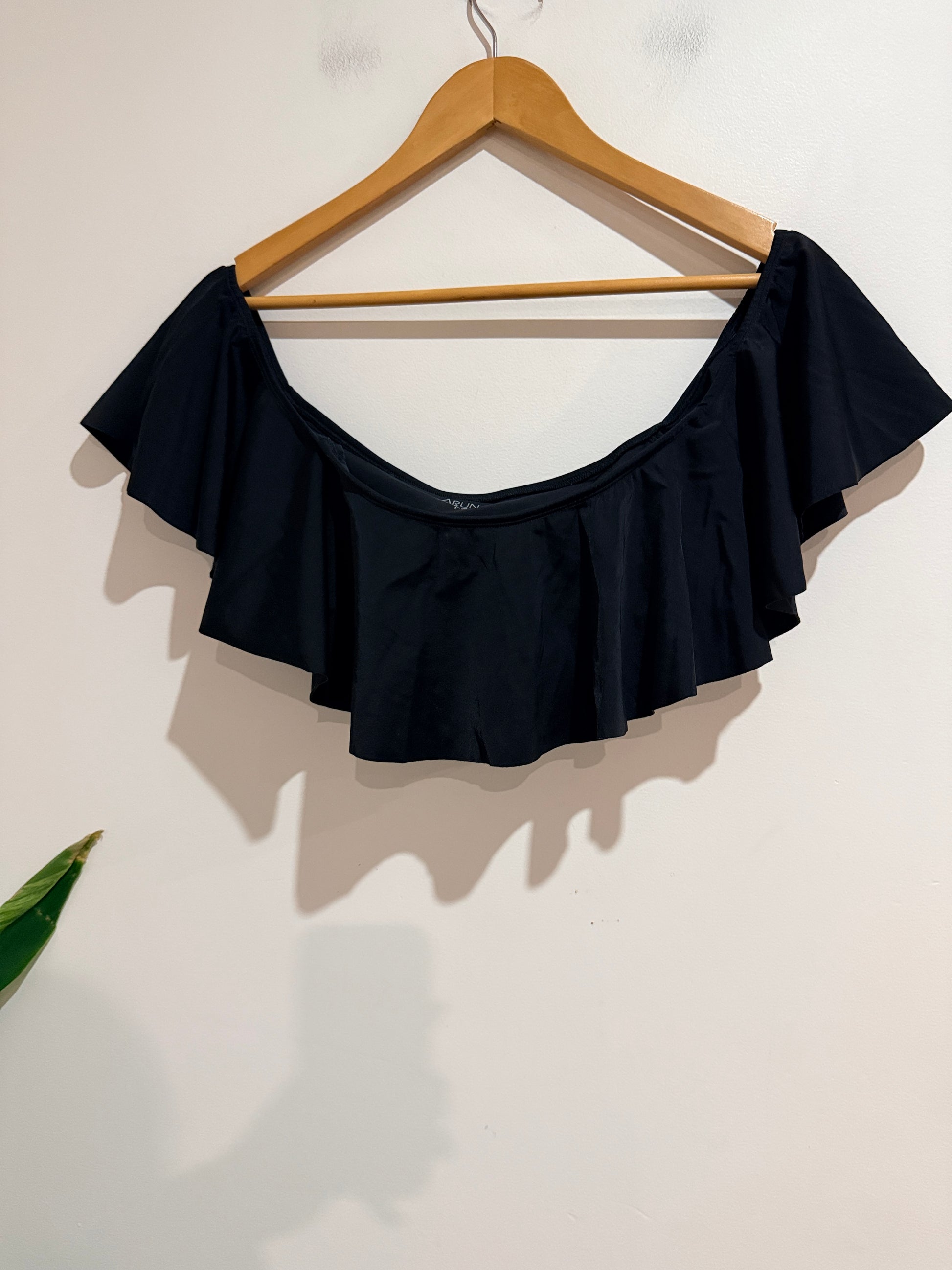 Arun Black Frill Off-shoulder Crop Top Size L