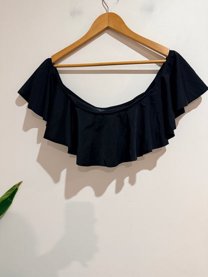 Arun Black Frill Off-shoulder Crop Top Size L