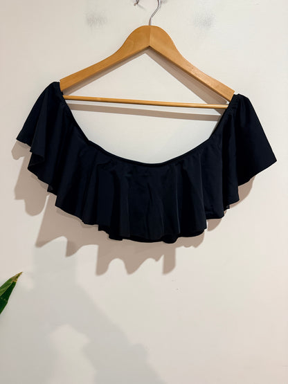 Arun Black Frill Off-shoulder Crop Top Size L