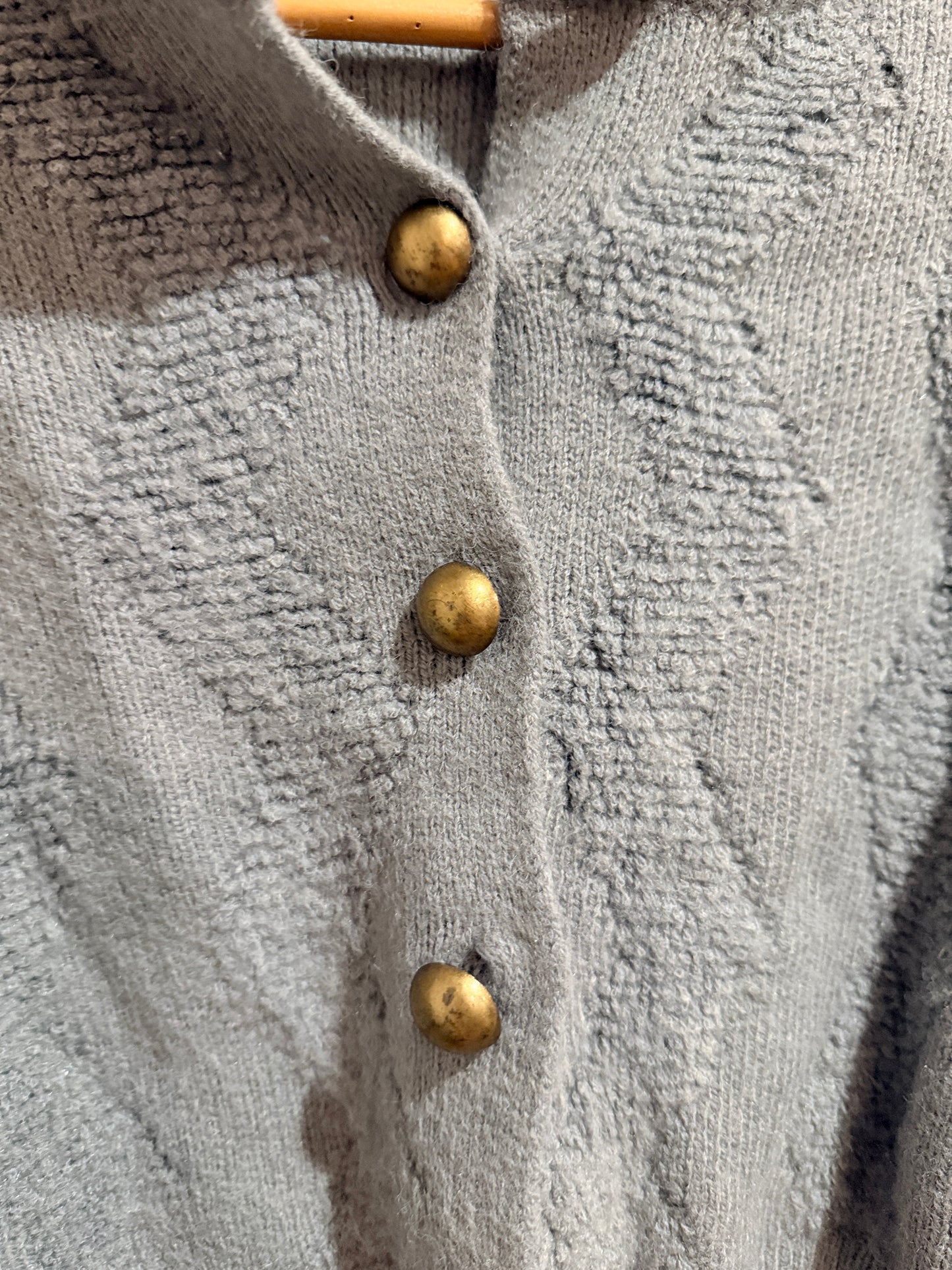 H Studio Grey Textured Knit Cardigan Size U/Arm To U/Arm 48cm
