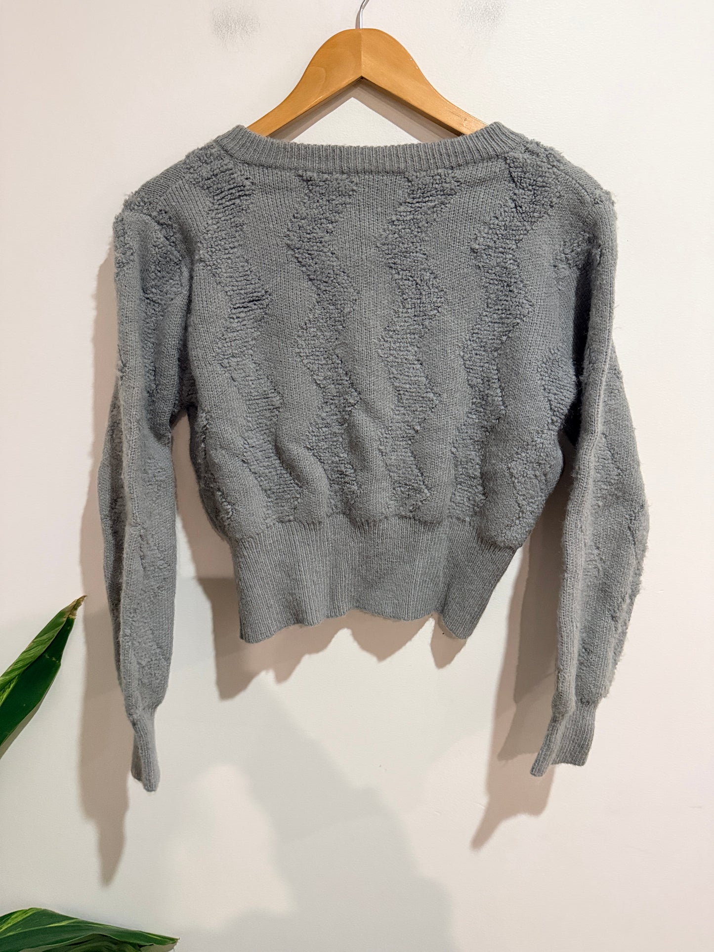 H Studio Grey Textured Knit Cardigan Size U/Arm To U/Arm 48cm