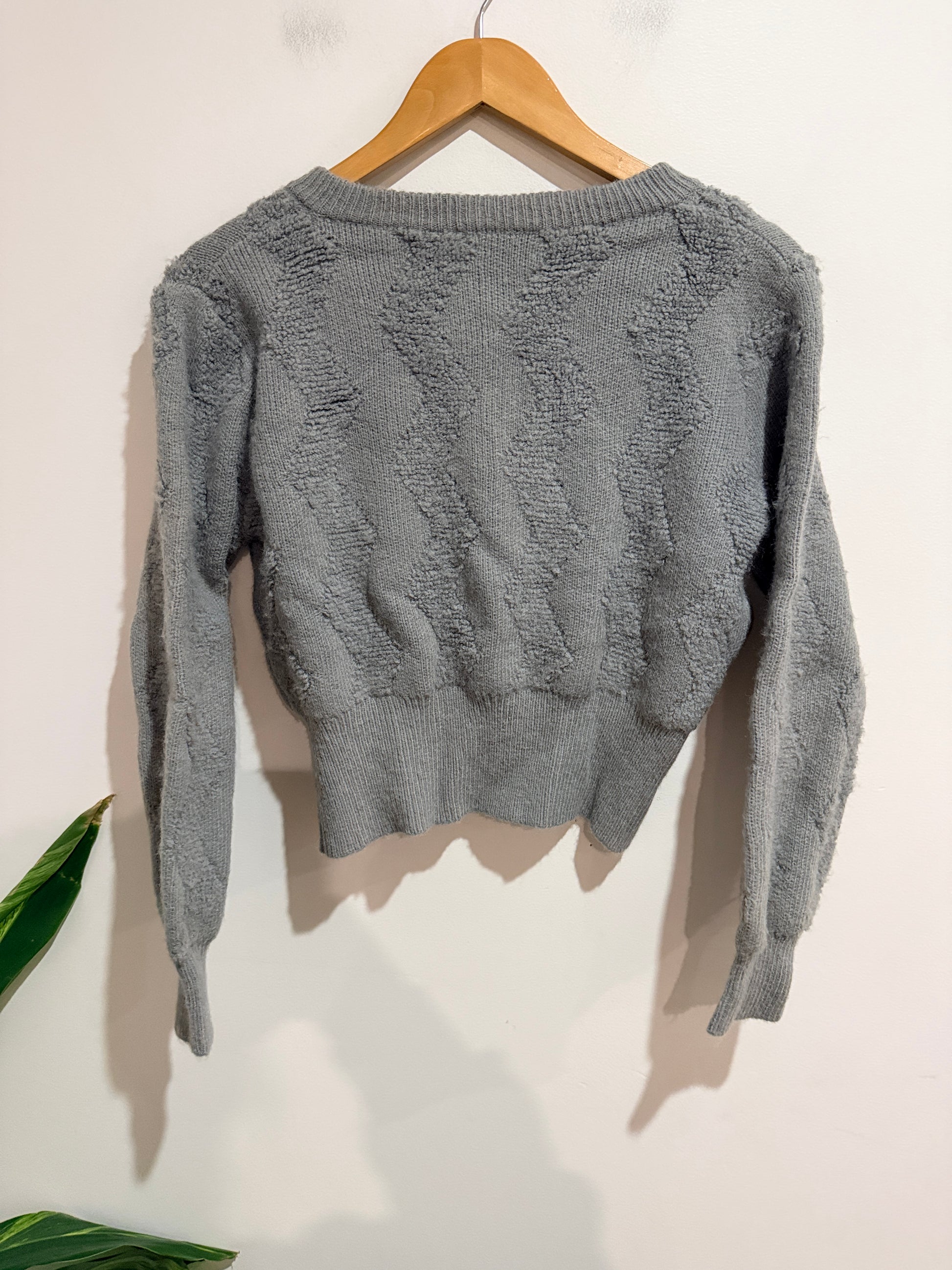 H Studio Grey Textured Knit Cardigan Size U/Arm To U/Arm 48cm