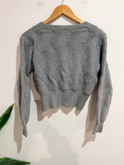 H Studio Grey Textured Knit Cardigan Size U/Arm To U/Arm 48cm