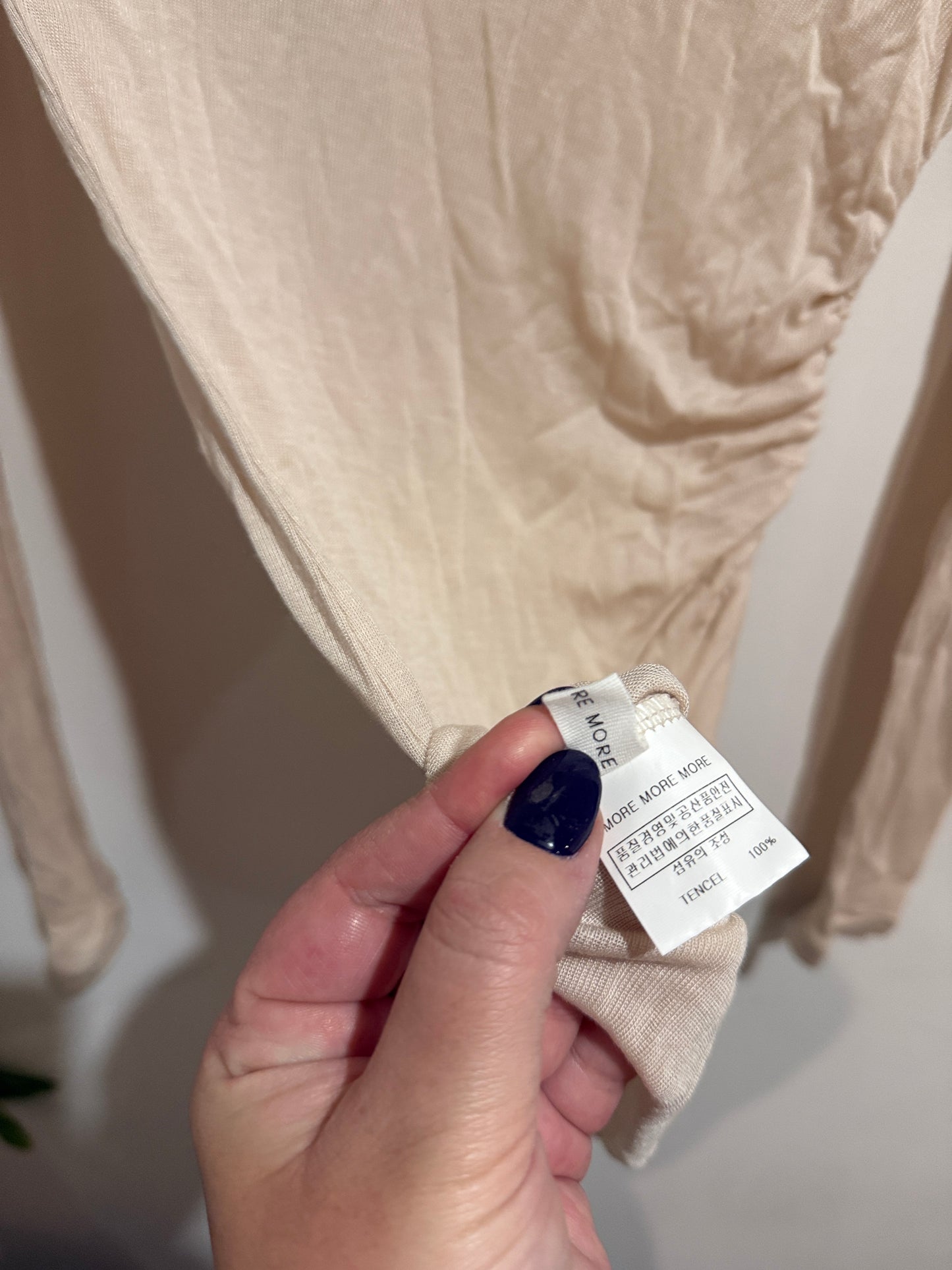 More More More Beige Ruched Long Sleeve Top Size U/arm to U/arm 33cm