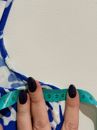 Tiered Sundress In Blue & White Abstract Print Size U/arm to U/arm 44cm
