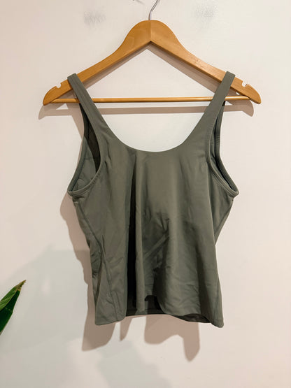 Brand Unknown Ribbed Built-in Shelf Bra Tank In Khaki Green Size U/arm to U/arm 41.5