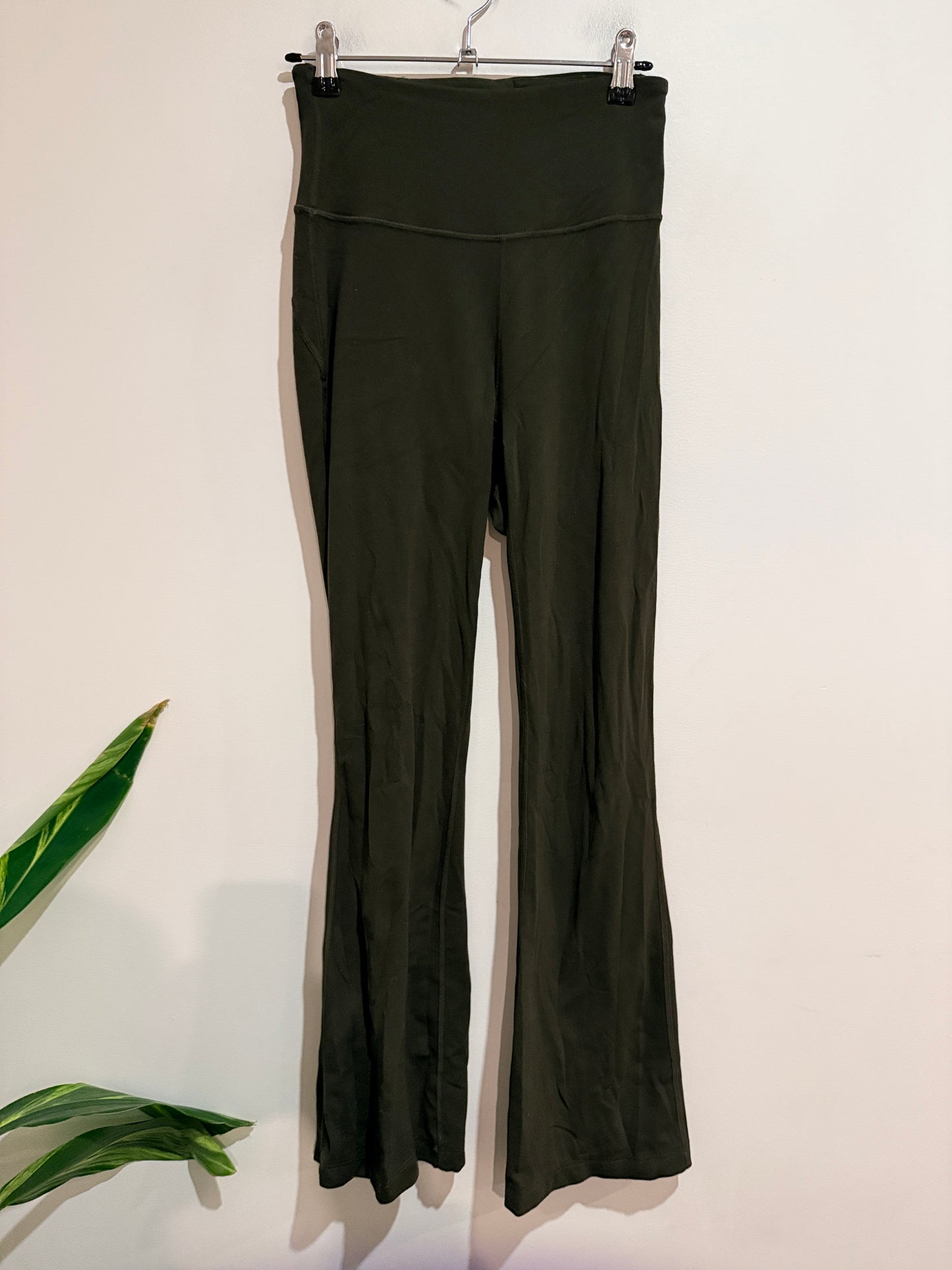 Lululemon High-waisted Flare Leggings In Olive Green Size Waist 31cm