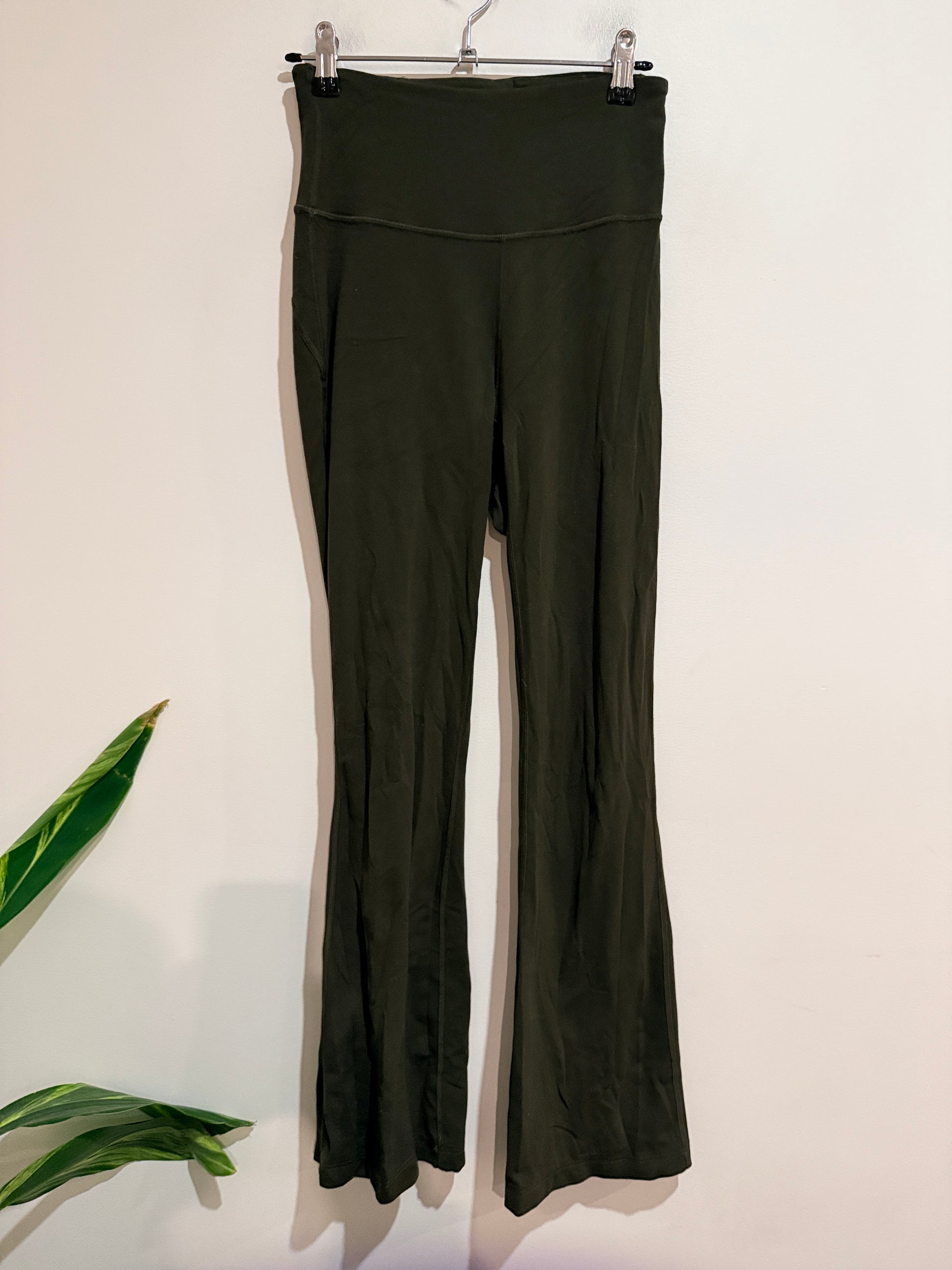 Lululemon High-waisted Flare Leggings In Olive Green Size Waist 31cm