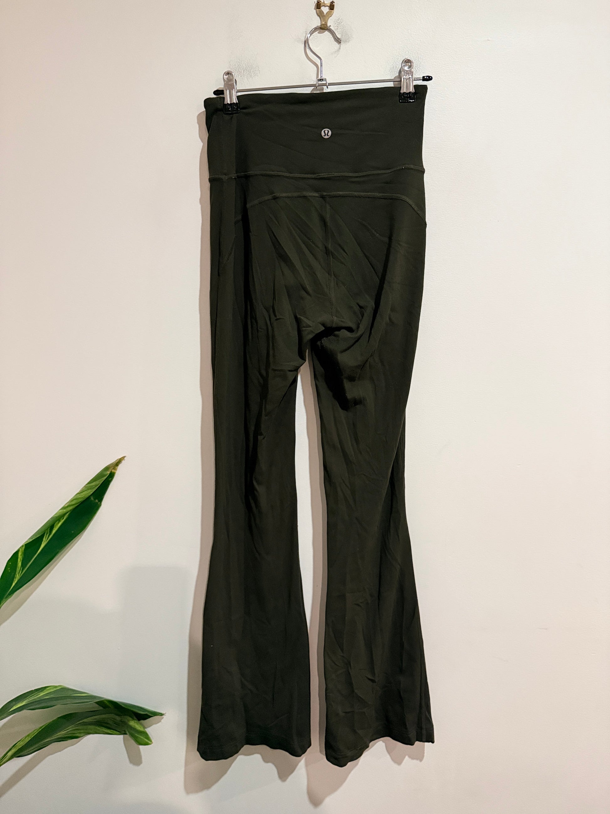 Lululemon High-waisted Flare Leggings In Olive Green Size Waist 31cm