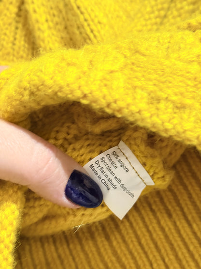 Chunky Knit Angora Beanie Size One Size