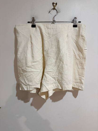 Cotton On Linen-blend Tailored Shorts In Cream Size 14