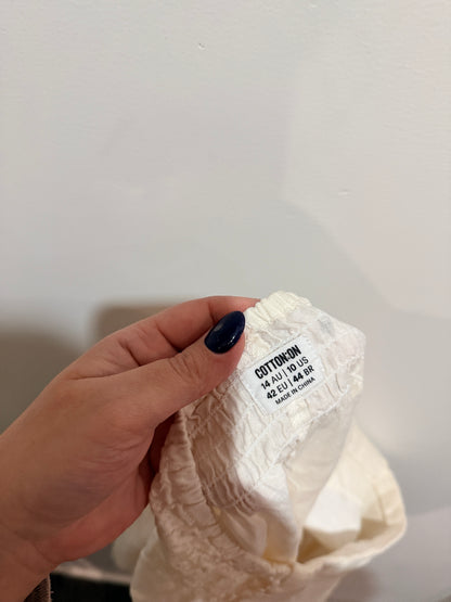Cotton On Linen-blend Tailored Shorts In Cream Size 14