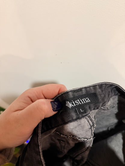 Kistina Faded Skinny Jeans In Washed Black Size L (165/72A Waist 40cm)