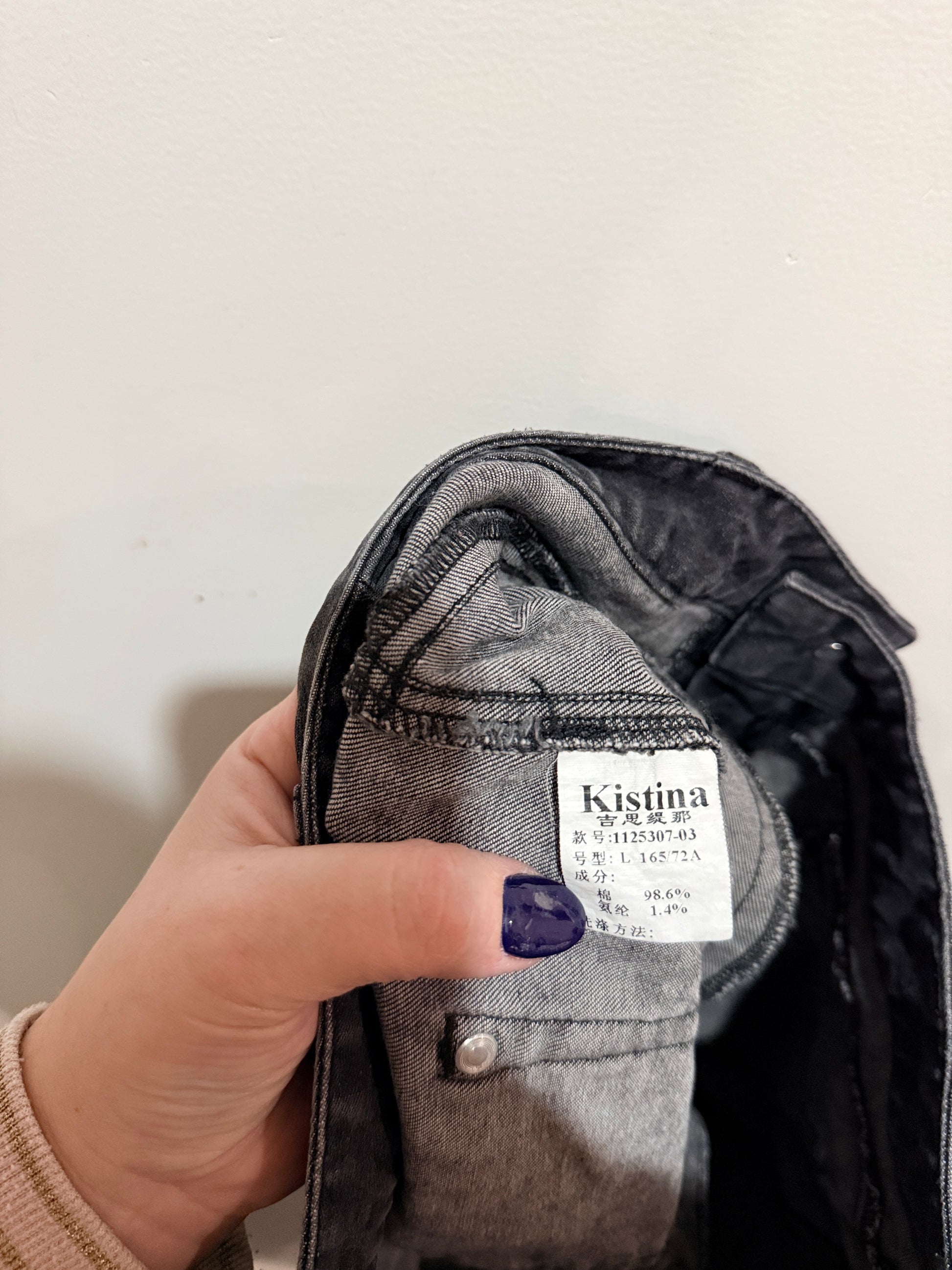 Kistina Faded Skinny Jeans In Washed Black Size L (165/72A Waist 40cm)