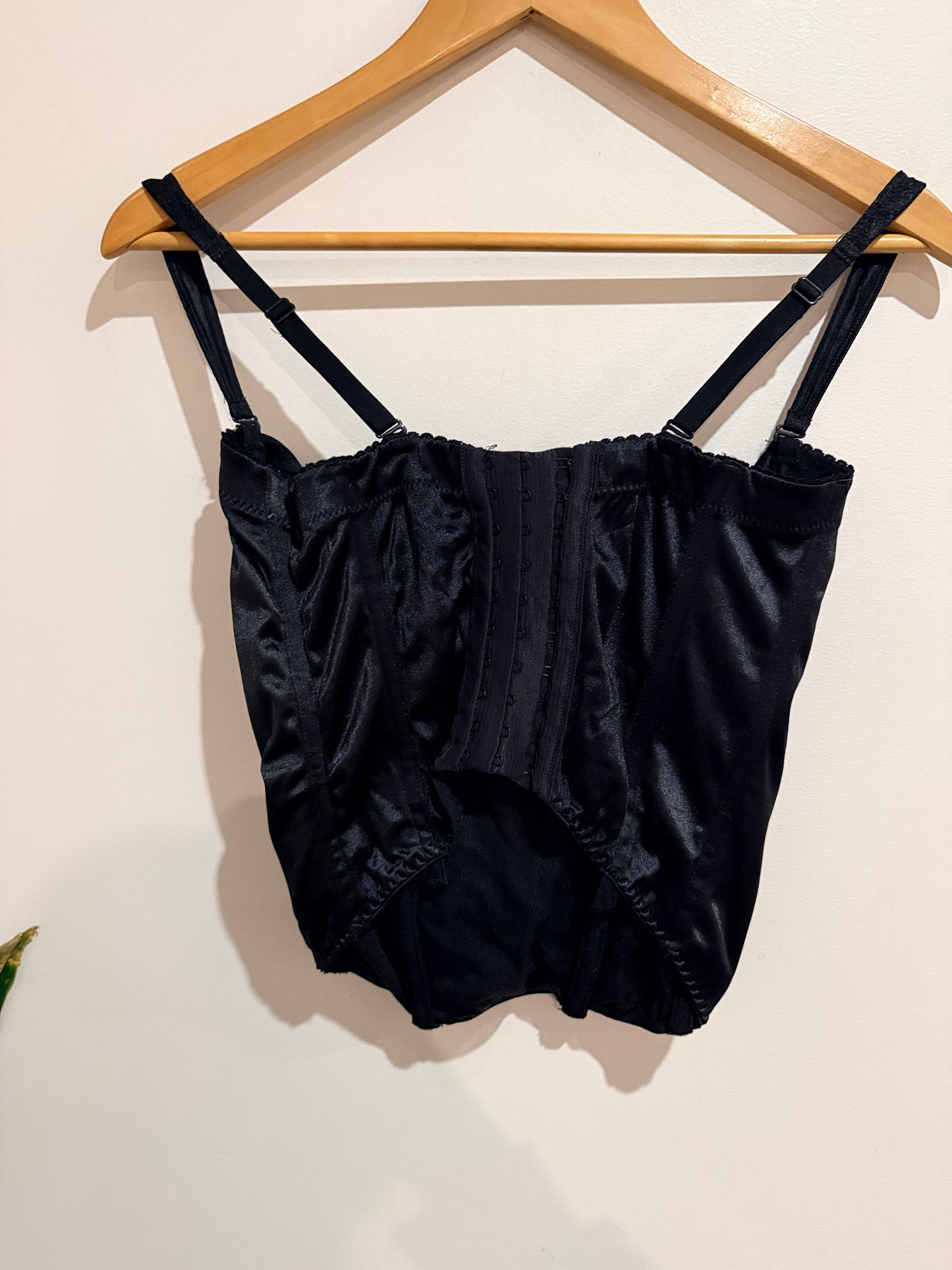 Fine Lines Satin Corset-style Bustier In Black Size 10