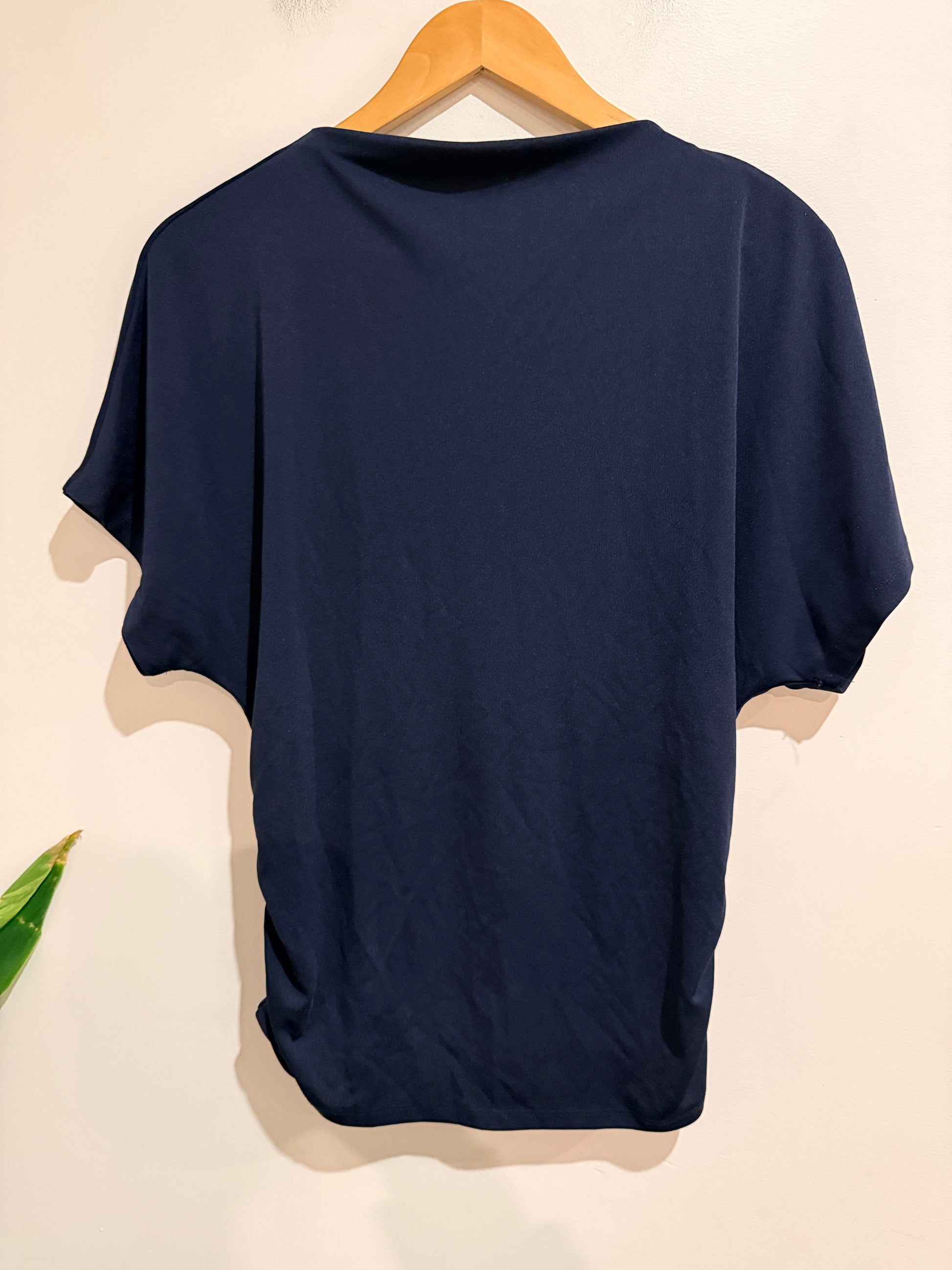 Portmans Ruched Batwing Top In Navy Size L