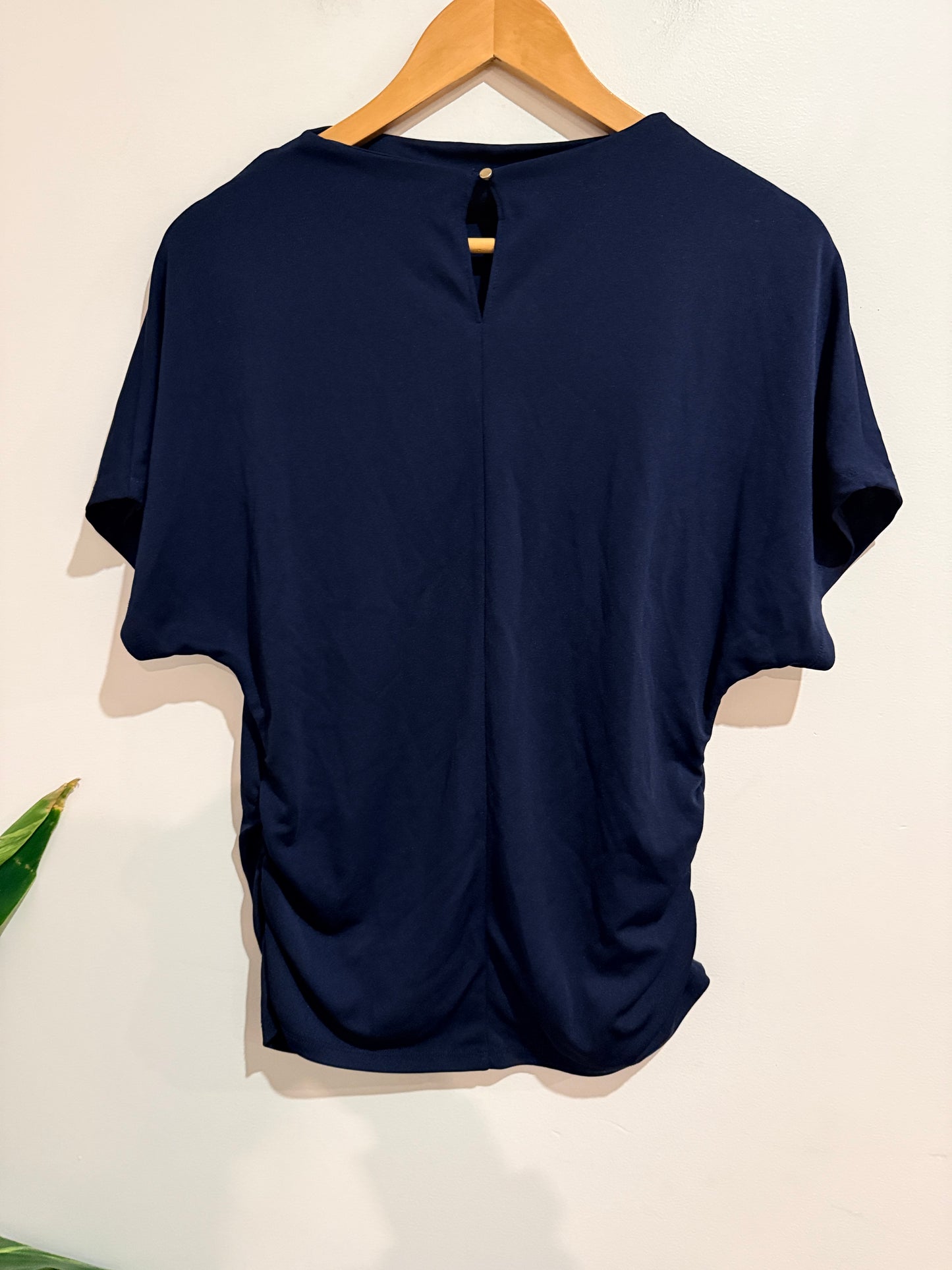 Portmans Ruched Batwing Top In Navy Size L