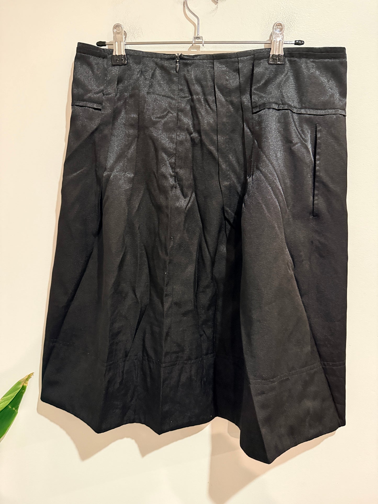 Seduce Pleated A-line Skirt In Black Satin Size 10