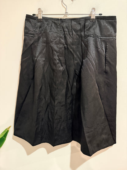 Seduce Pleated A-line Skirt In Black Satin Size 10