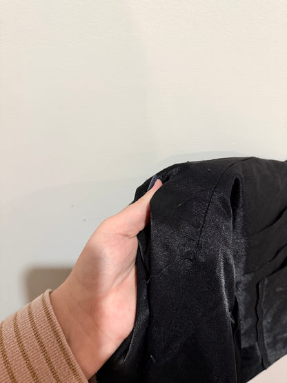 Seduce Pleated A-line Skirt In Black Satin Size 10