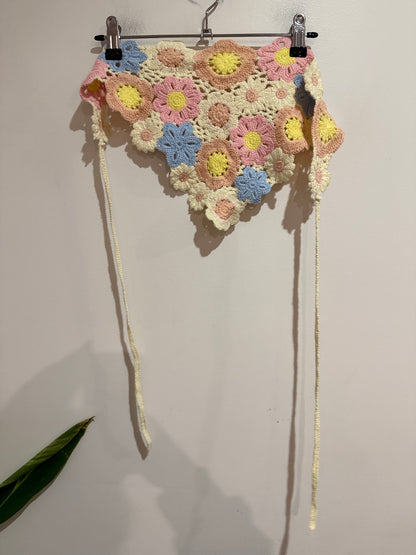 Floral Crochet Bandana Size U/Arm to U/Arm 59cm