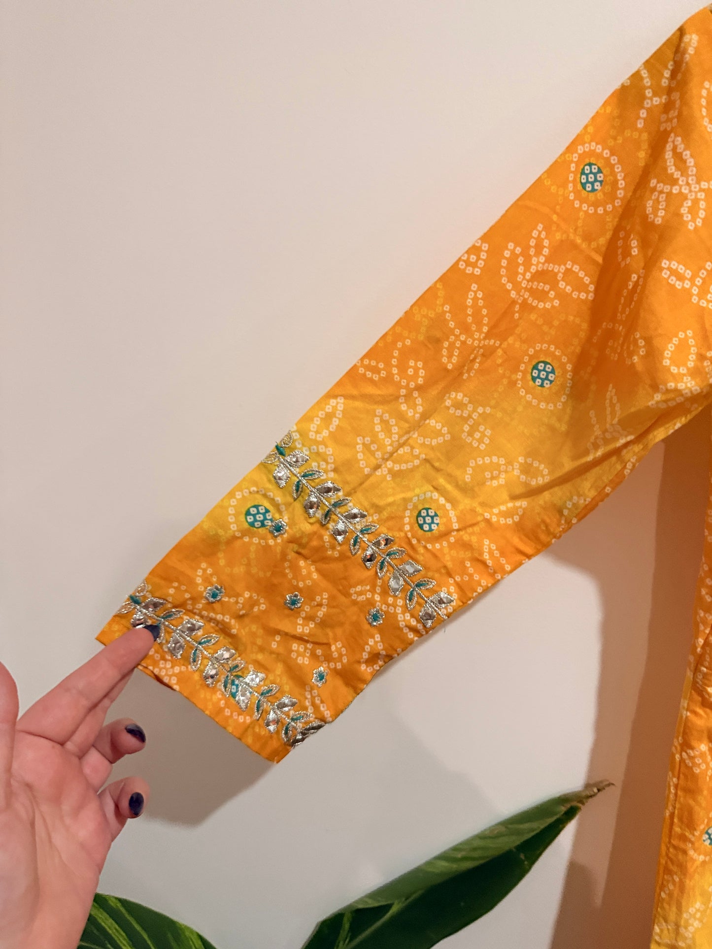Bandhani Printed Anarkali Kurta Size S | U/Arm to U/Arm 50cm
