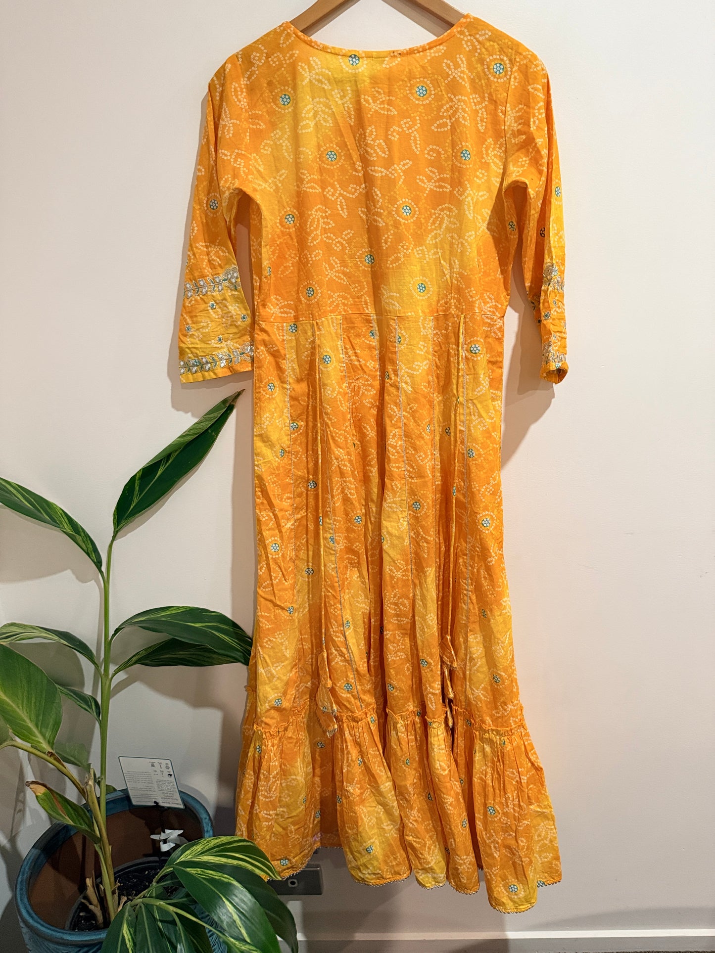 Bandhani Printed Anarkali Kurta Size S | U/Arm to U/Arm 50cm