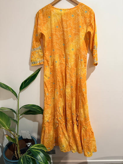 Bandhani Printed Anarkali Kurta Size S | U/Arm to U/Arm 50cm