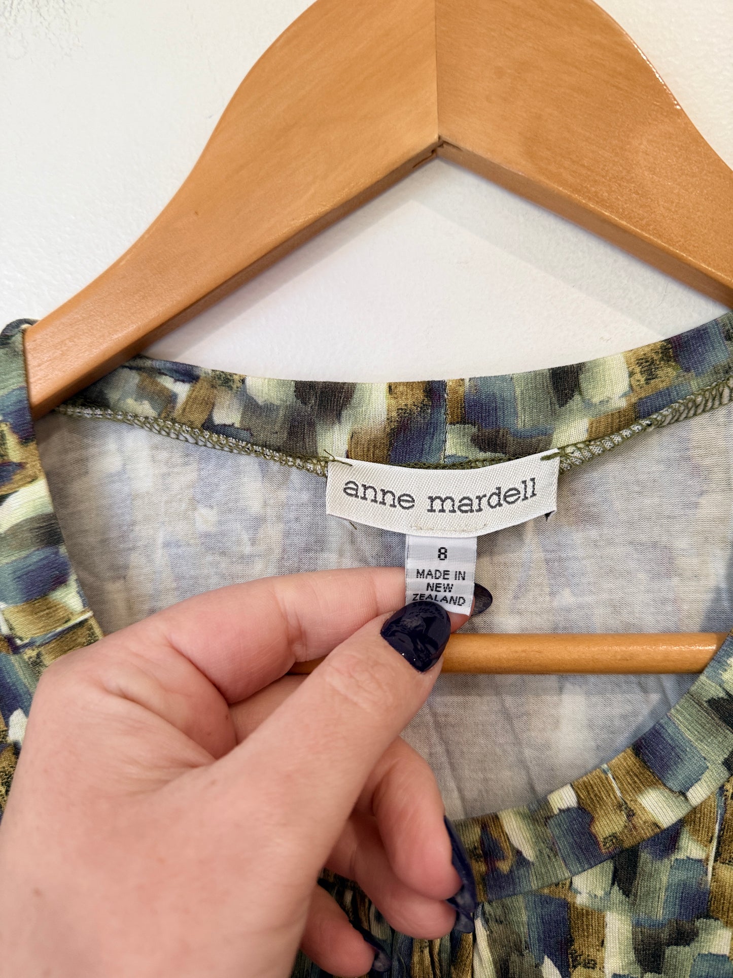 Anne Mardell (NZ Made) Abstract Print Top Size 8