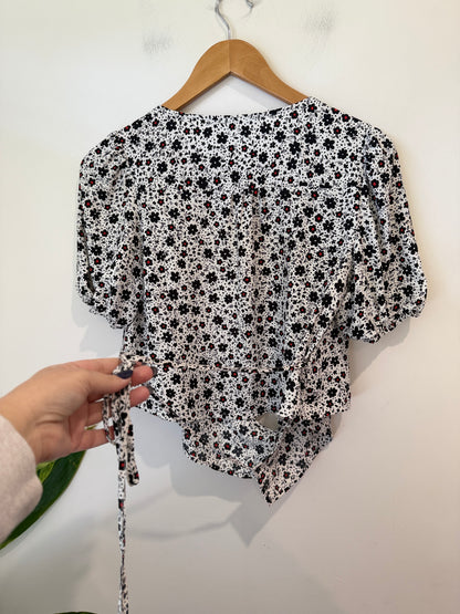 Zara Floral Print Wrap Top Size M