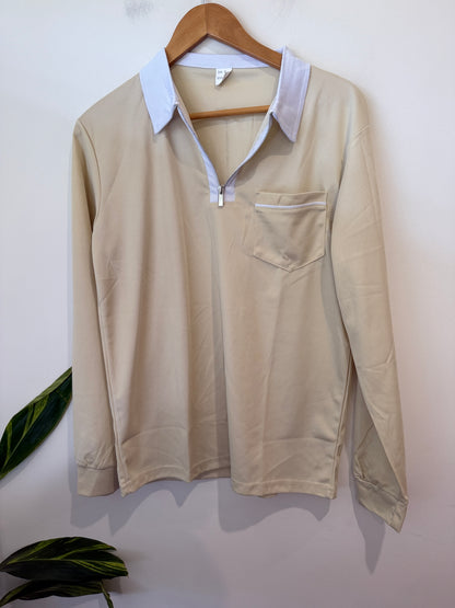 Brand Unknown Long-sleeve Polo Shirt Size S | U/Arm to U/Arm 54cm
