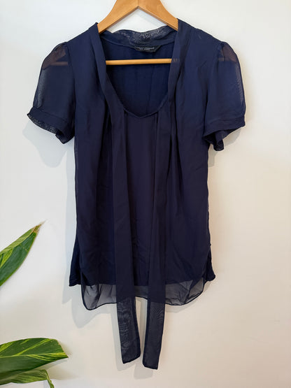 Dorothy Perkins V-neck Tie Shirt Size 12