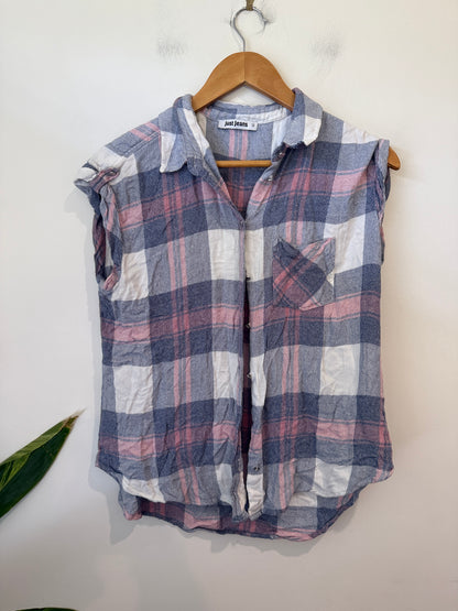 Just Jeans Sleeveless Plaid Shirt Size 12
