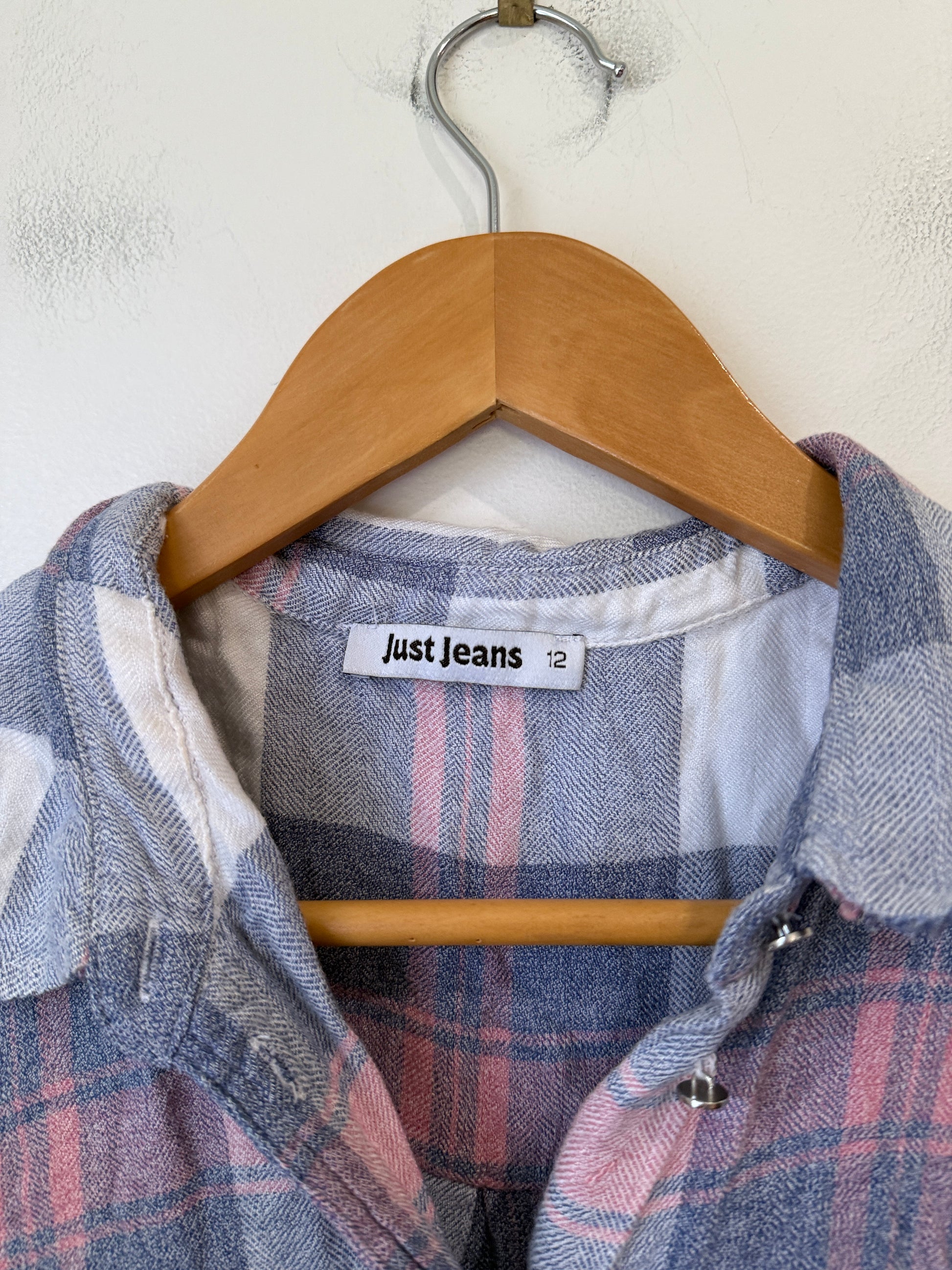 Just Jeans Sleeveless Plaid Shirt Size 12