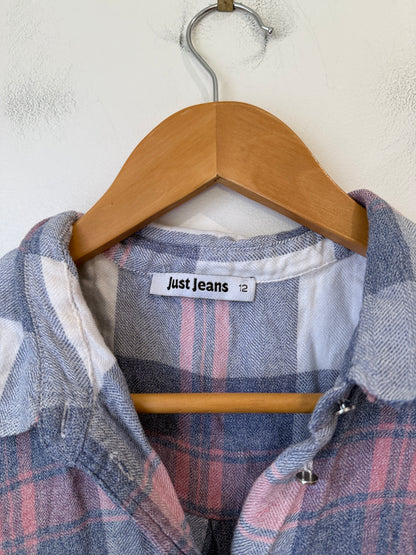 Just Jeans Sleeveless Plaid Shirt Size 12