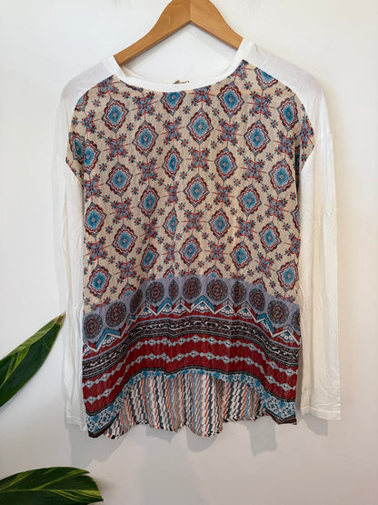 Ketz-ke Boho-style Mixed-media Top Size 8