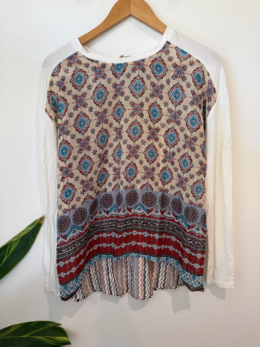 Ketz-ke Boho-style Mixed-media Top Size 8