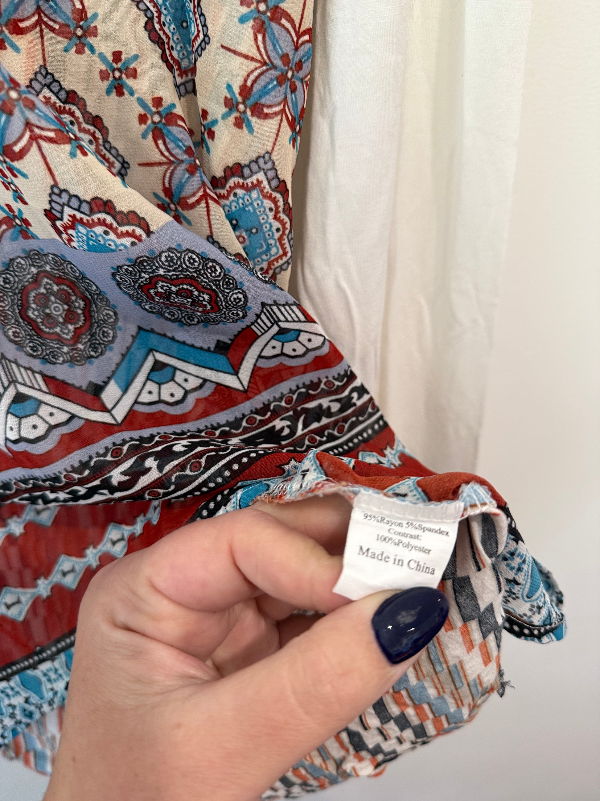 Ketz-ke Boho-style Mixed-media Top Size 8