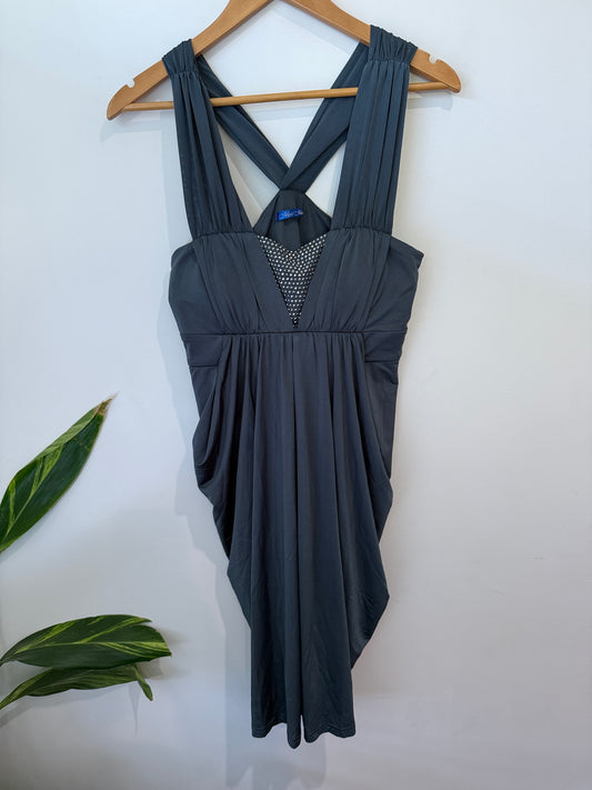 Mei Mei Beaded Drape Halter Dress Size 12