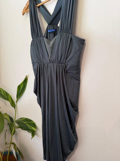 Mei Mei Beaded Drape Halter Dress Size 12