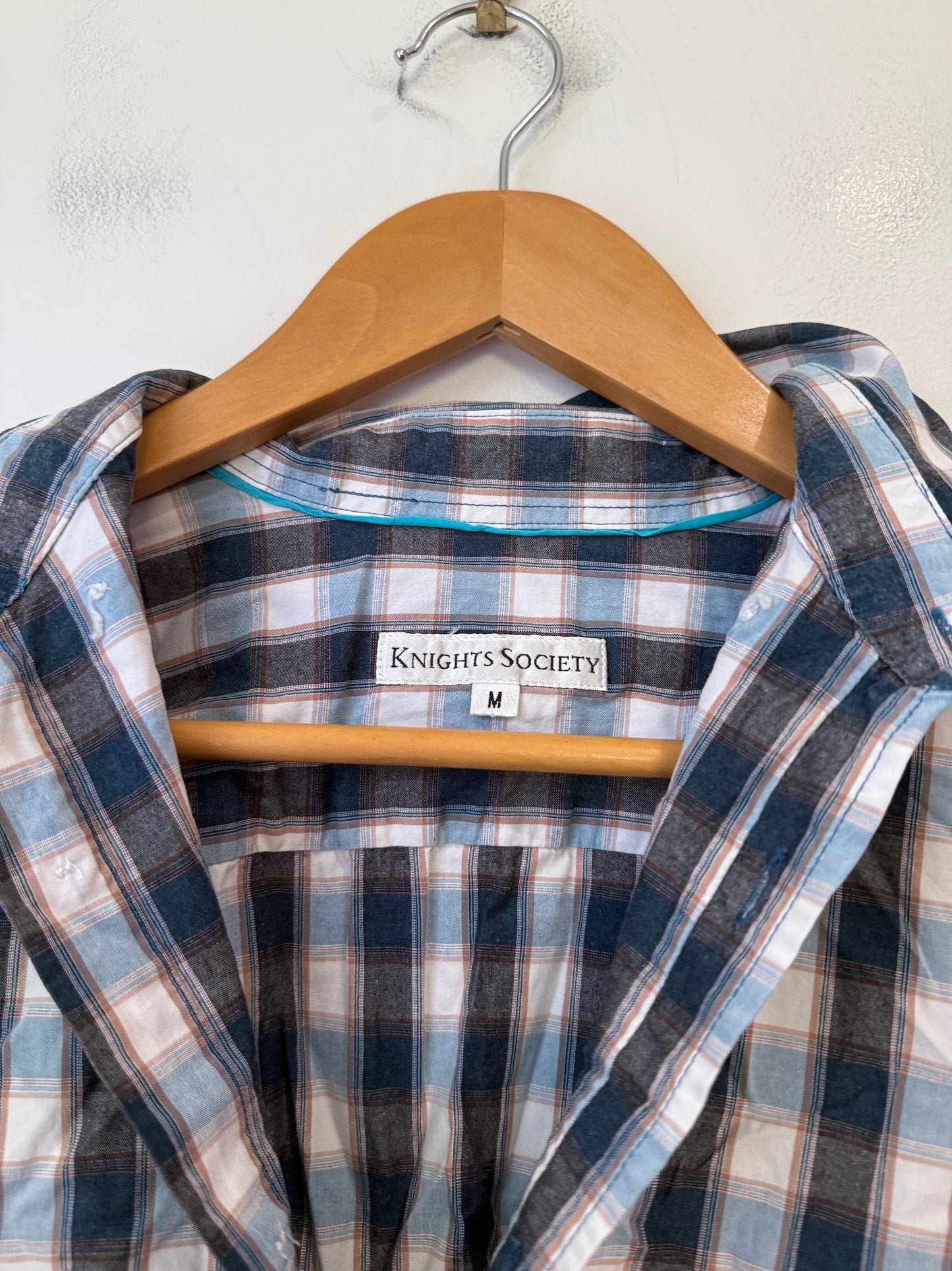 Knights Society Plaid Check Shirt Size M