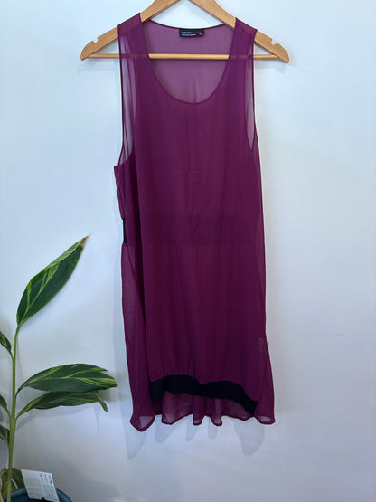 Cherry Blasko (NZ Made) Sheer Overlay Sleeveless Dress Size 12