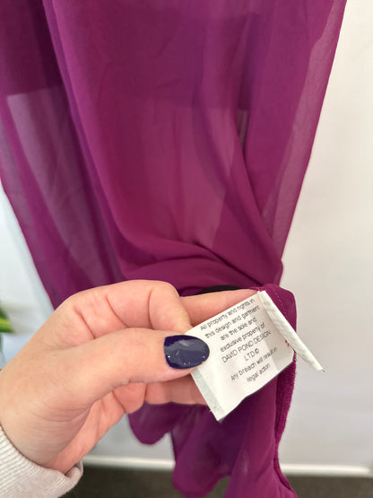 Cherry Blasko (NZ Made) Sheer Overlay Sleeveless Dress Size 12